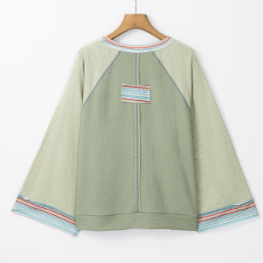 Dawson waffle knit bracelet sleeve raglan top - Picture 5 of 11